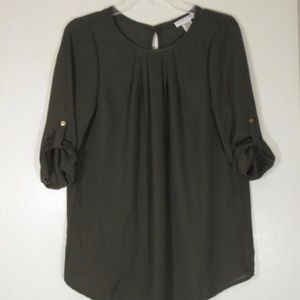 Round Neck Olive Green Blouse - Never Worn